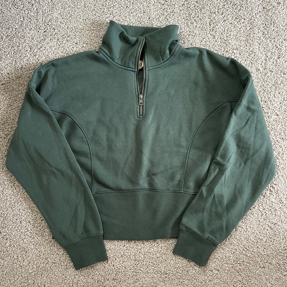 Forest Green Half-Zip Pullover Sweatshirt - Picture 1 of 3